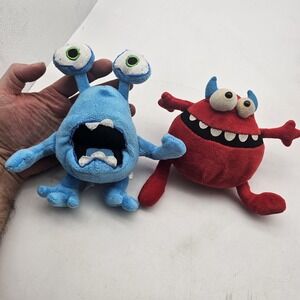 Dan Dee Monster Plush Stuffed Toys LOT OF 2 7" Blue Red Cartoon Monsters